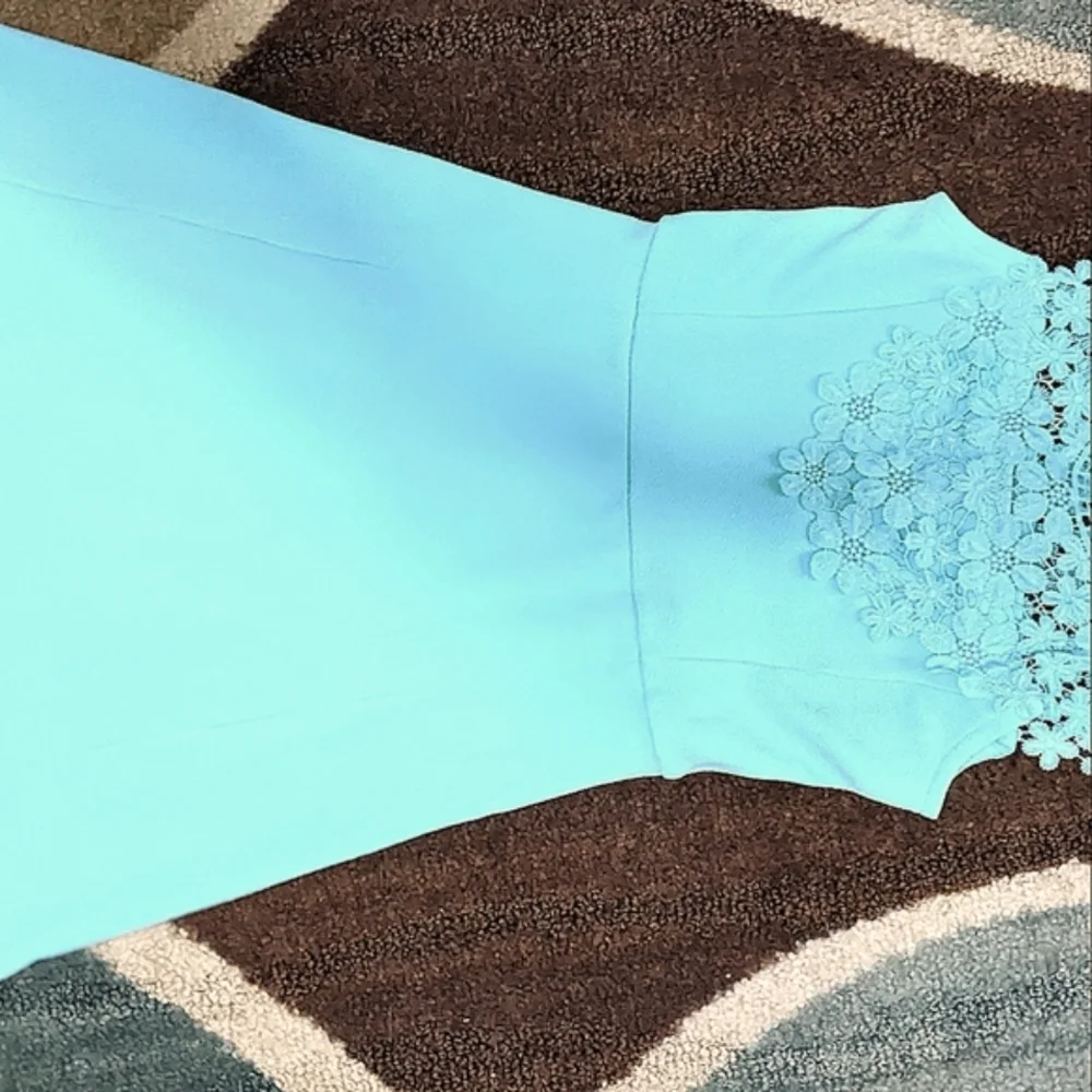 The Children's Place Light Blue Floral Lace Neckline Dress - Picture 2 of 2